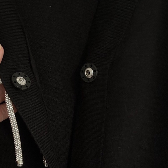 Express Rhinestone Embellished Bow Cardigan M Black Elegant Balletcore Layering - Picture 9 of 12